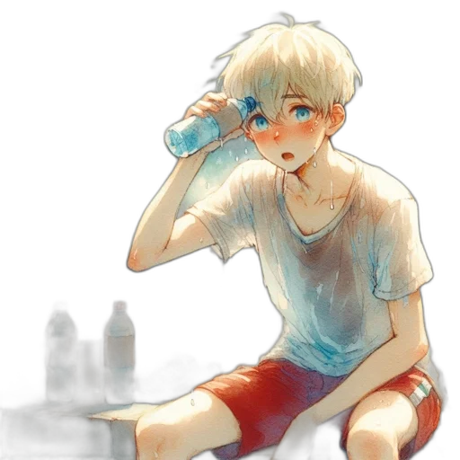 bottle, watercolor, anime, pixel art transparent PNG cut-out