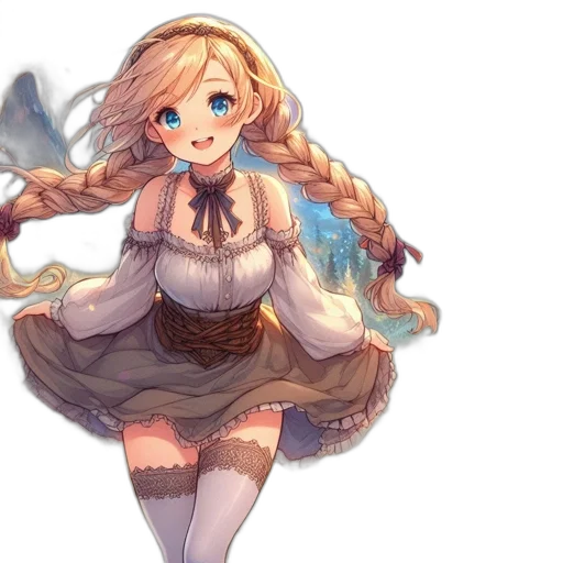 dress, staff, fantasy art, anime transparent PNG cut-out
