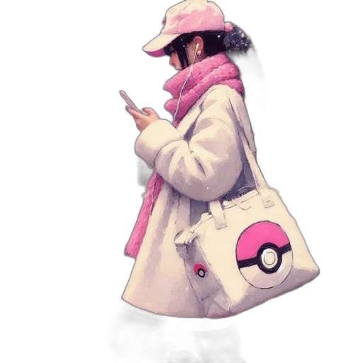 jacket, hat, staff, weapon transparent PNG cut-out