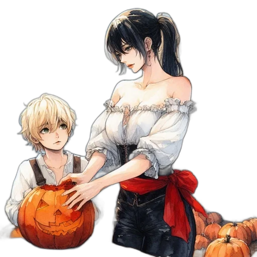 concept art, anime, fantasy art, watercolor transparent PNG cut-out