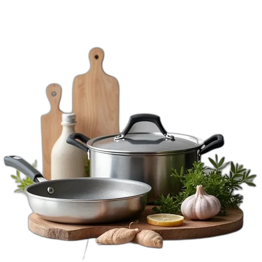 food, 3d render, earth tones, aluminum transparent PNG cut-out