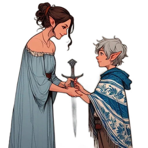 dress, sword, crown, concept art transparent PNG cut-out