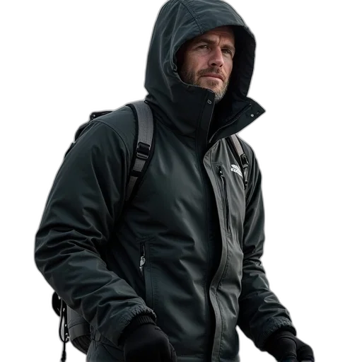 jacket, staff, umbrella, cyberpunk transparent PNG cut-out