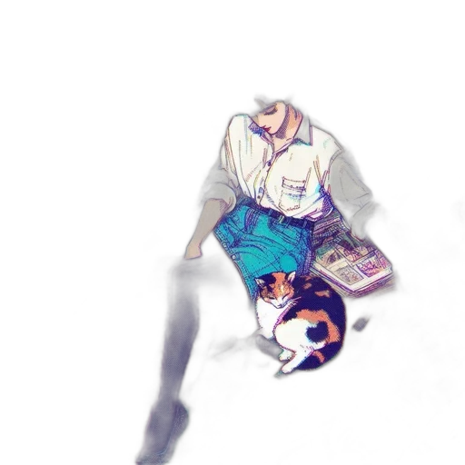 robot, jacket, creature, staff transparent PNG cut-out