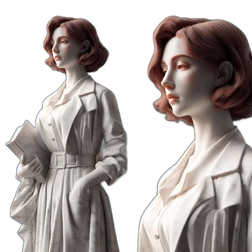 dress, jacket, face, concept art transparent PNG cut-out