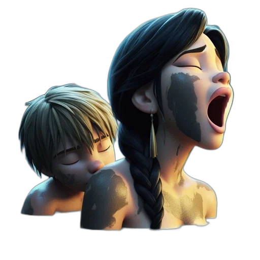 face, mask, concept art, 3d render transparent PNG cut-out