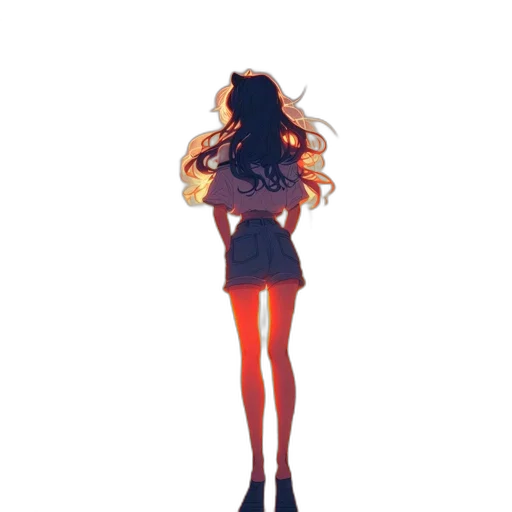 dress, hair, jacket, staff transparent PNG cut-out