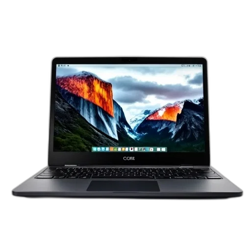 laptop, black, screen, displaying transparent PNG cut-out