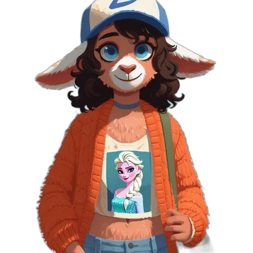 jacket, hat, staff, animal transparent PNG cut-out