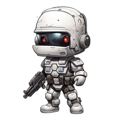 robot, weapon, concept art, pixel art transparent PNG cut-out