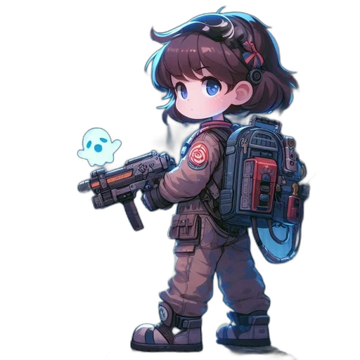 weapon, staff, jacket, robot transparent PNG cut-out