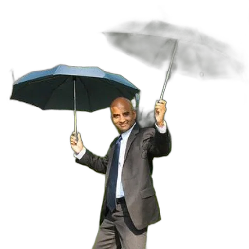 umbrella, staff, jacket, photorealistic transparent PNG cut-out