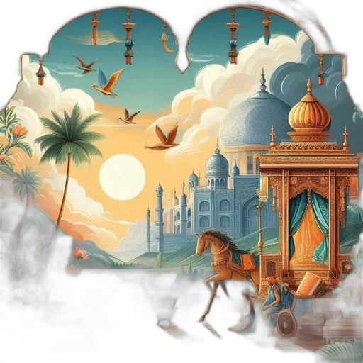 concept art, fantasy art, sunset, city street transparent PNG cut-out