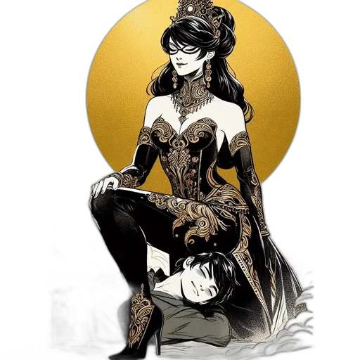 dress, crown, mask, comic book art transparent PNG cut-out