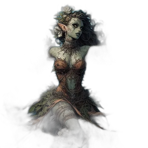 dress, mask, creature, staff transparent PNG cut-out
