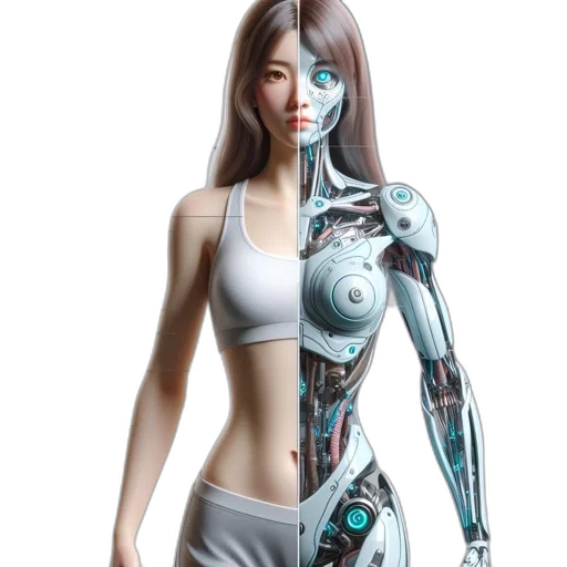 robot, concept art, cyberpunk, 3d render transparent PNG cut-out