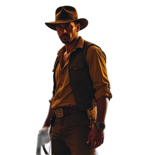 staff, hat, weapon, jacket transparent PNG cut-out