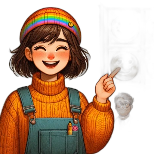 hat, face, jacket, watercolor transparent PNG cut-out