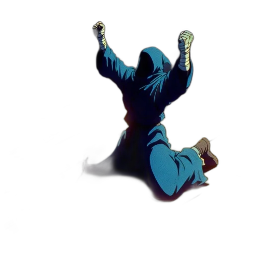 jacket, staff, weapon, mask transparent PNG cut-out