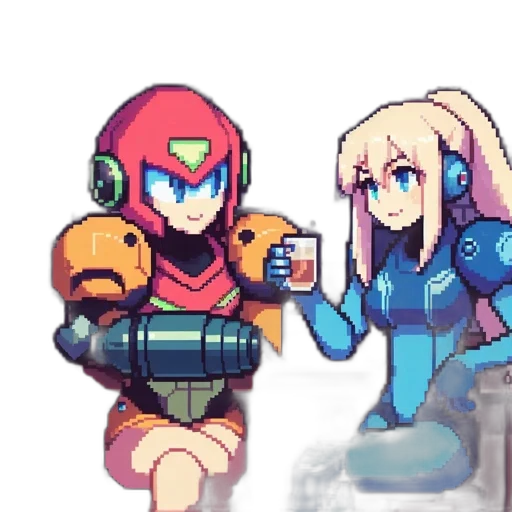 robot, bottle, weapon, pixel art transparent PNG cut-out