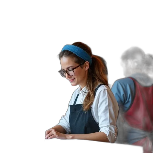 staff, face, food, dress transparent PNG cut-out