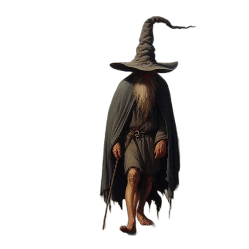creature, staff, hat, dragon transparent PNG cut-out