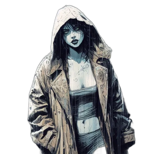 jacket, face, mask, comic book art transparent PNG cut-out