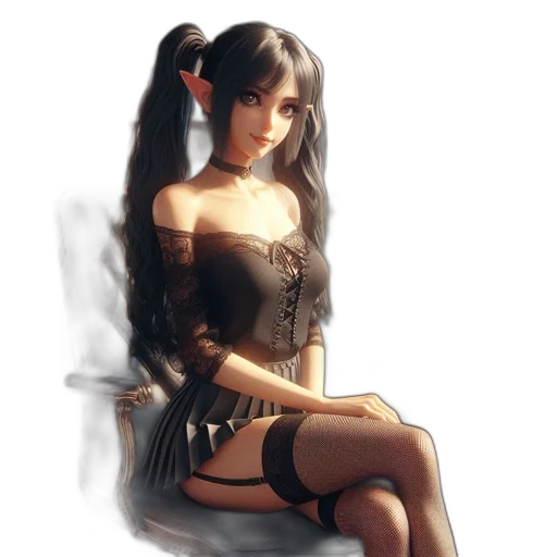 dress, staff, hair, fantasy art transparent PNG cut-out
