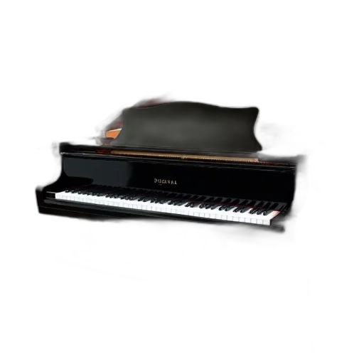 black, grand, piano, shiny transparent PNG cut-out