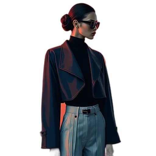 jacket, staff, cyberpunk, 3d render transparent PNG cut-out