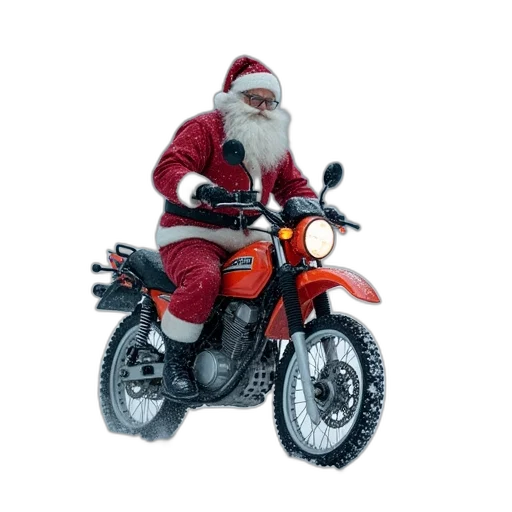 santa, claus, riding, his transparent PNG cut-out