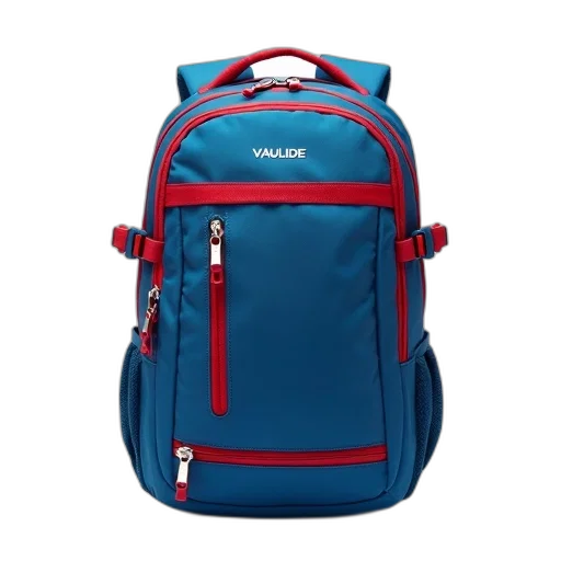 jacket, blue, red, backpack transparent PNG cut-out