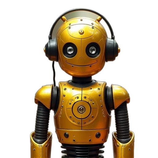 robot, staff, cyberpunk, 3d render transparent PNG cut-out