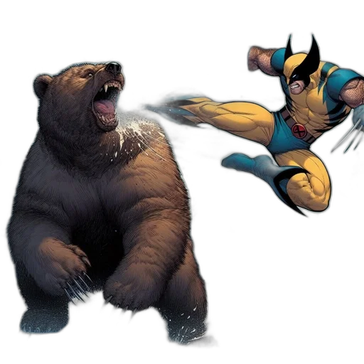 comic book art, concept art, fantasy art, wolverine-like transparent PNG cut-out