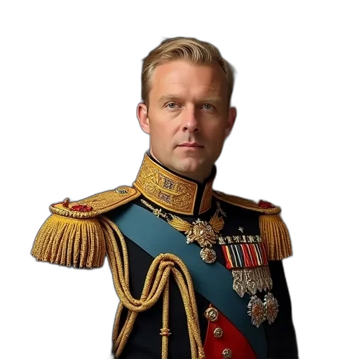 crown, staff, face, jacket transparent PNG cut-out