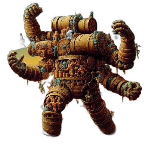 robot, creature, weapon, staff transparent PNG cut-out