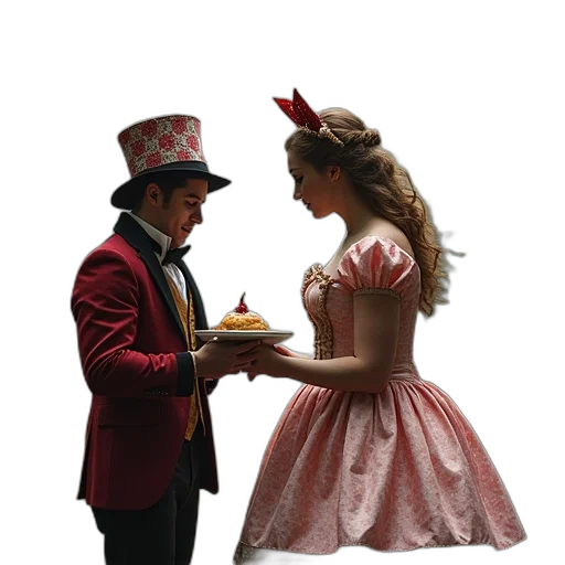 dress, hat, crown, staff transparent PNG cut-out