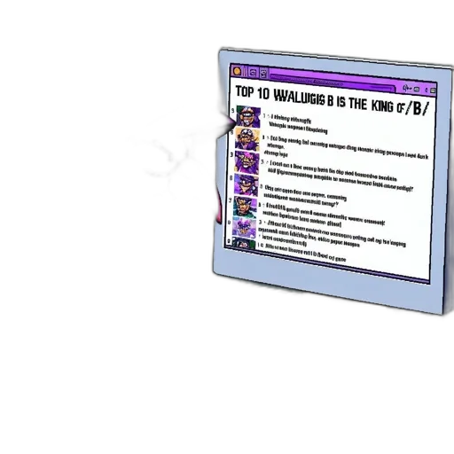 weapon, concept art, vaporwave, waluigi transparent PNG cut-out