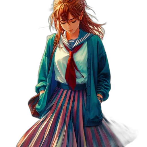 dress, jacket, staff, creature transparent PNG cut-out