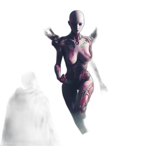 robot, creature, mask, weapon transparent PNG cut-out