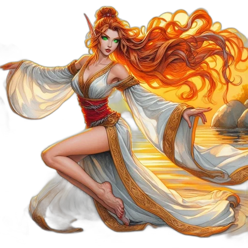 dress, fantasy art, concept art, comic book art transparent PNG cut-out
