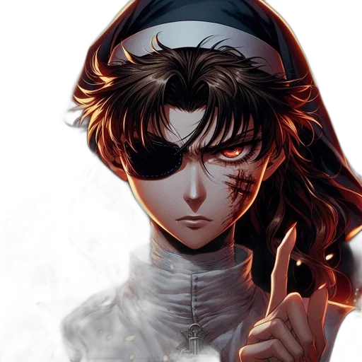 face, staff, jacket, weapon transparent PNG cut-out