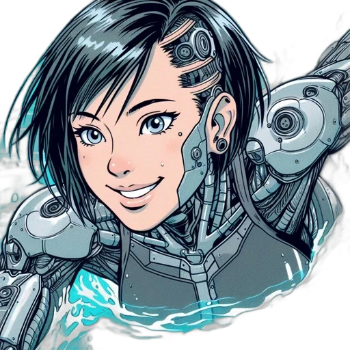 robot, cyberpunk, comic book art, concept art transparent PNG cut-out
