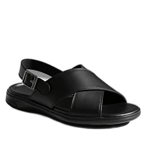 shoes, black, casual, sandal transparent PNG cut-out