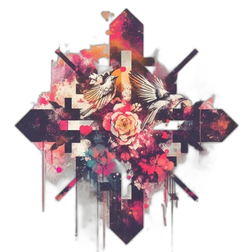 flower, crown, umbrella, pixel art transparent PNG cut-out