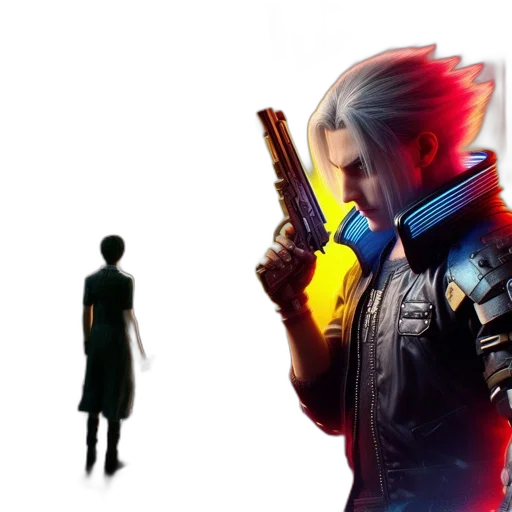 jacket, concept art, cyberpunk, two transparent PNG cut-out