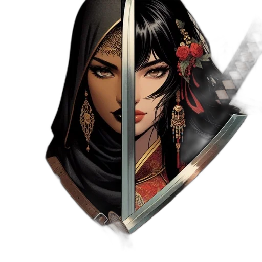 sword, weapon, jewelry, face transparent PNG cut-out