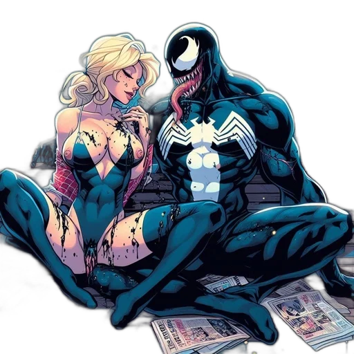 comic book art, concept art, two, animated transparent PNG cut-out
