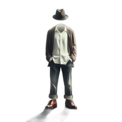 jacket, hat, staff, mask transparent PNG cut-out