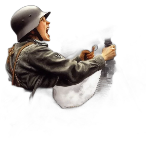 weapon, staff, jacket, hat transparent PNG cut-out